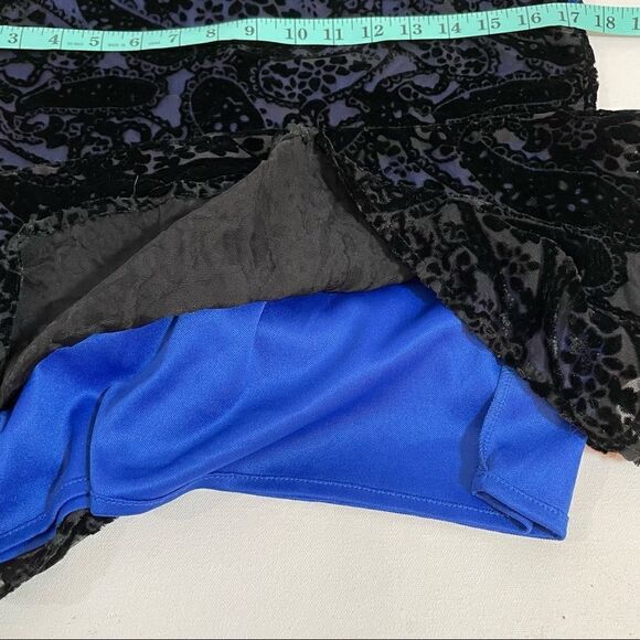 Vintage Emmelee navy velvet burnout layered fitted sheath dress size Medium - Picture 5 of 9